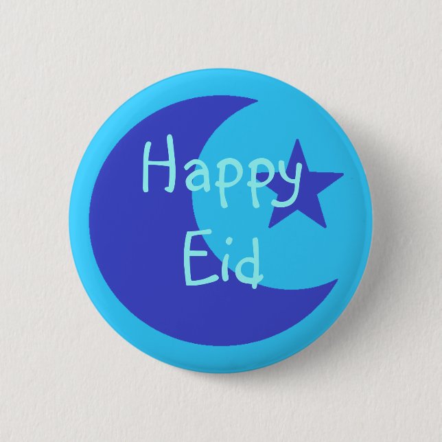 Blue Happy Eid Button (Front)