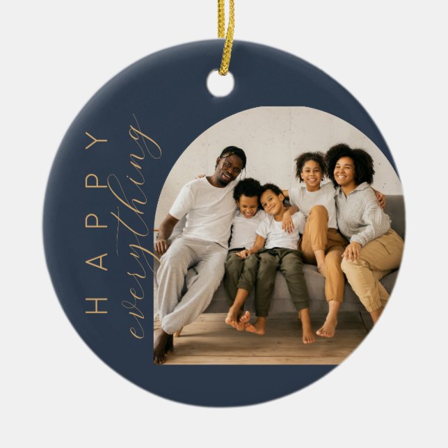 Blue Happy EVERYTHING Ceramic Tree Decoration (Front)