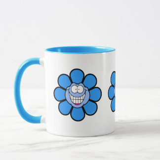 Blue Happy Face Big Smile Screwball Graphics Mug