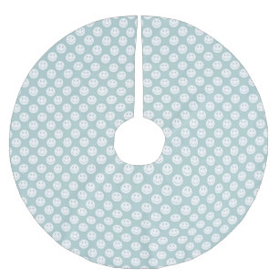 Blue Happy Faces Christmas Brushed Polyester Tree Skirt