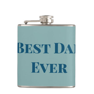 Blue happy father's day best Dad ever add text nam Hip Flask