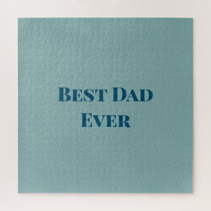 Blue happy father's day best Dad ever add text nam Jigsaw Puzzle