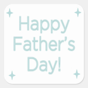Blue happy father's day words on square sticker