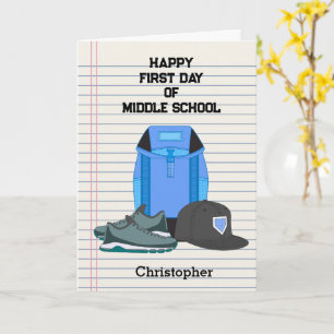 Blue Happy First Day of Middle School Card