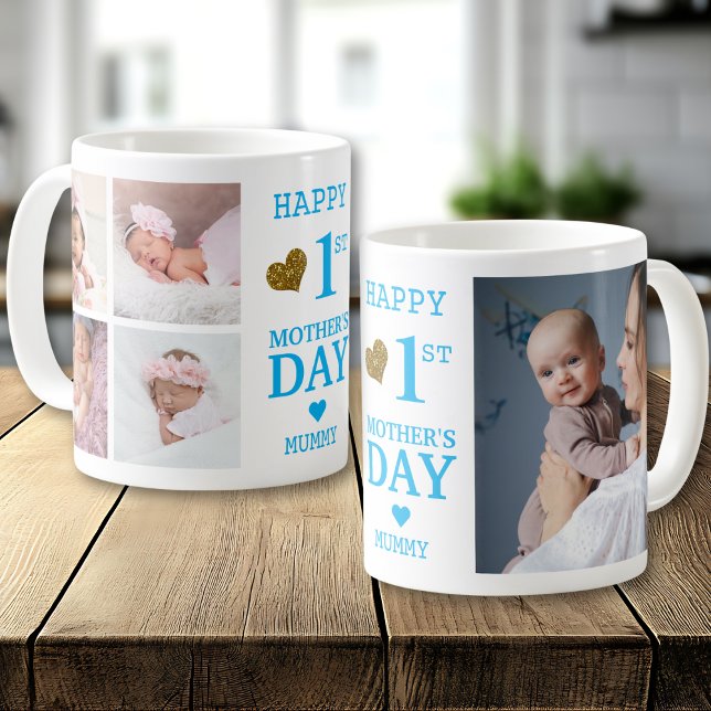 Blue Happy First Mother's Day Mummy 5 Photo   Coffee Mug (Creator Uploaded)