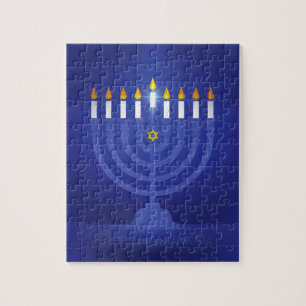 blue happy hanukkah jigsaw puzzle