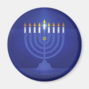 blue happy hanukkah magnet