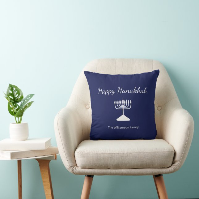 Blue Happy Hanukkah Simple Menorah    Cushion (Chair)