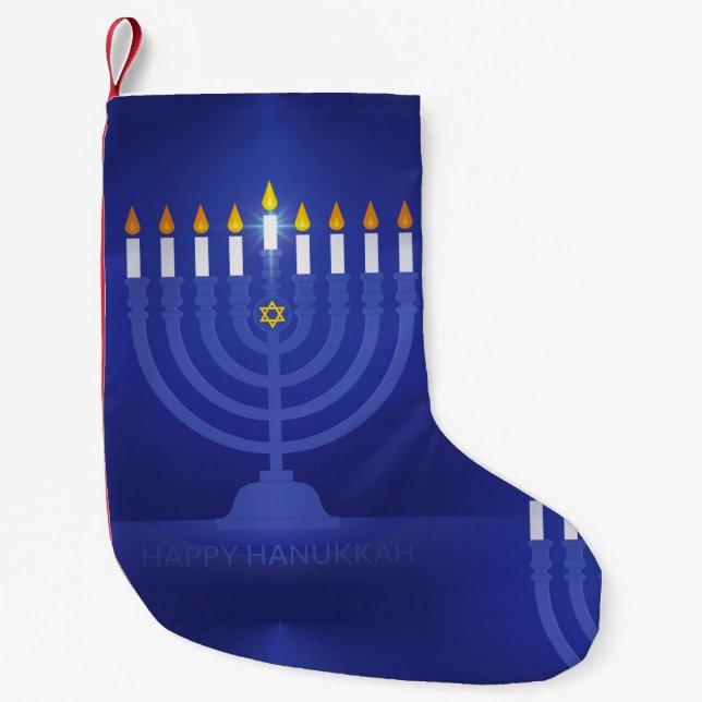 blue happy hanukkah stocking (Front)