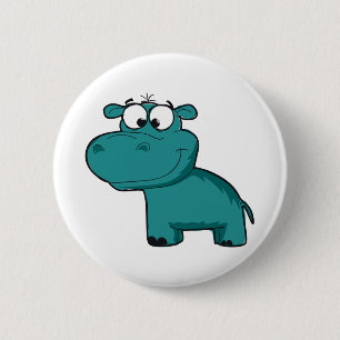 Blue Happy Hippo 6 Cm Round Badge