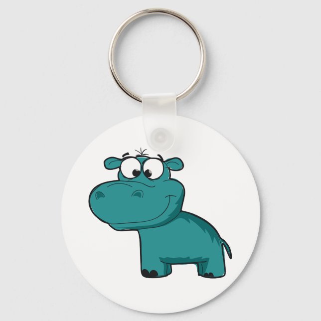 Blue Happy Hippo Key Ring (Front)