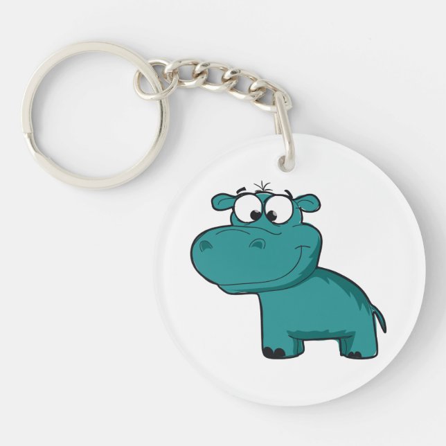 Blue Happy Hippo Key Ring (Front)