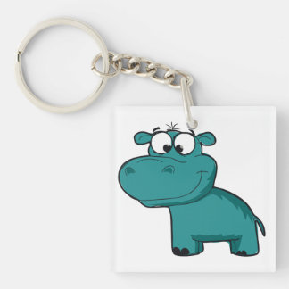 Blue Happy Hippo Key Ring