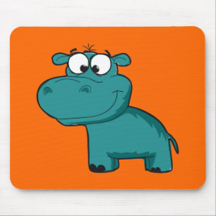Blue Happy Hippo Mouse Mat