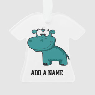 Blue Happy Hippo Ornament