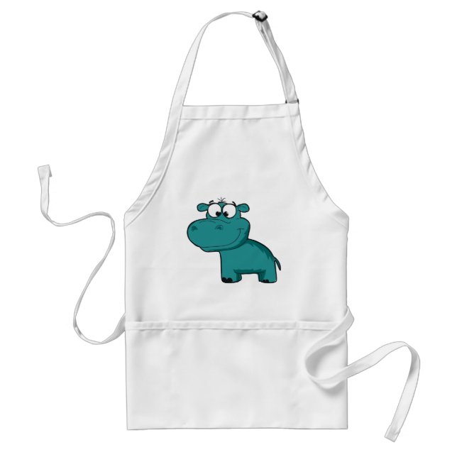 Blue Happy Hippo Standard Apron (Front)