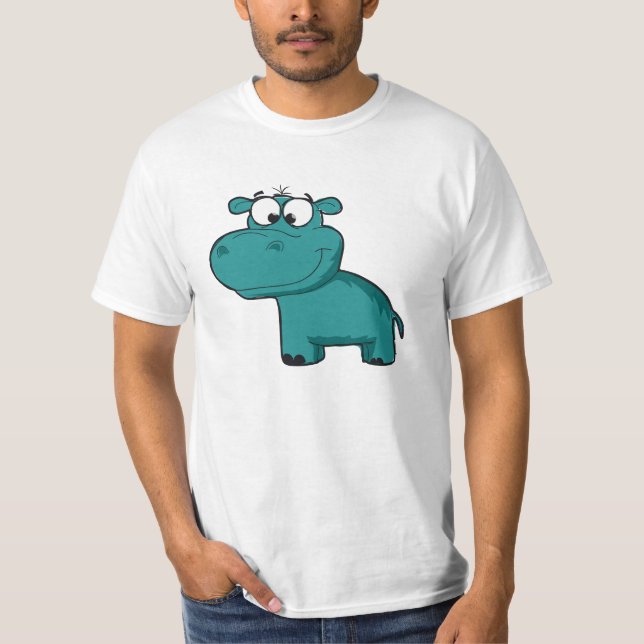 Blue Happy Hippo T-Shirt (Front)