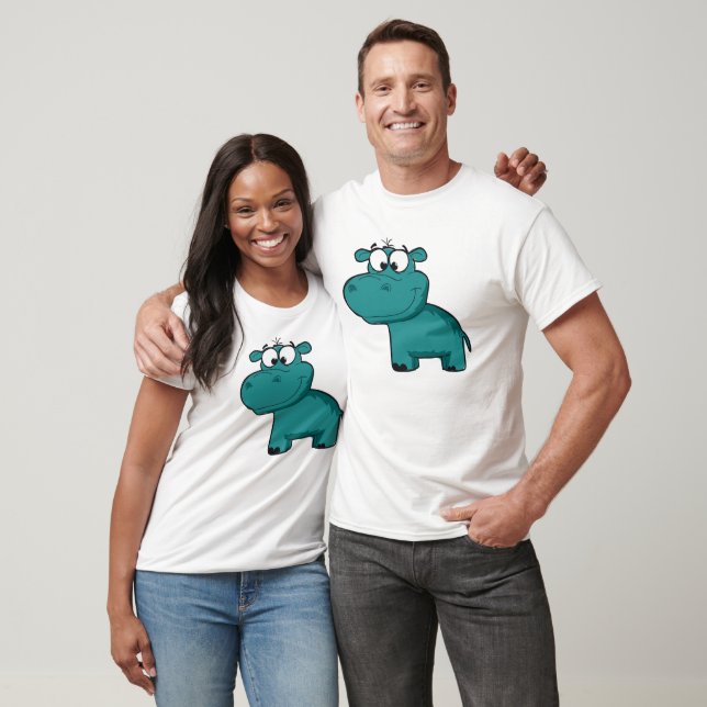 Blue Happy Hippo T-Shirt (Unisex)