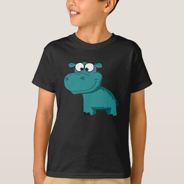 Blue Happy Hippo T-Shirt (Front)