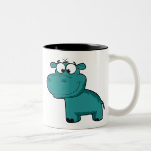 Blue Happy Hippo Two-Tone Coffee Mug