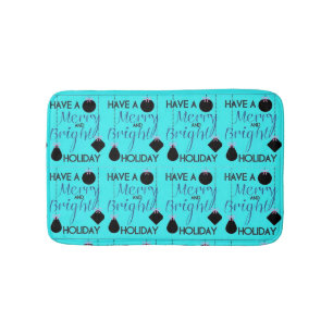 BLUE **HAPPY HOLIDAYS** CHRISTMAS BATH MAT