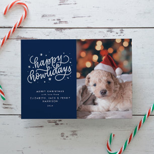 Blue Happy Howlidays Christmas Holiday Card
