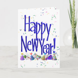 Blue HAPPY NEW YEAR! Holiday Card