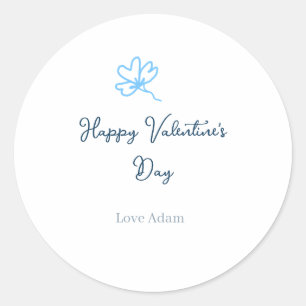 Blue happy Valentine's day love name flower rustic Classic Round Sticker