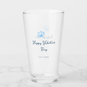 Blue happy Valentine's day love name flower rustic Glass