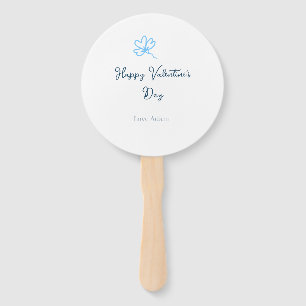 Blue happy Valentine's day love name flower rustic Hand Fan