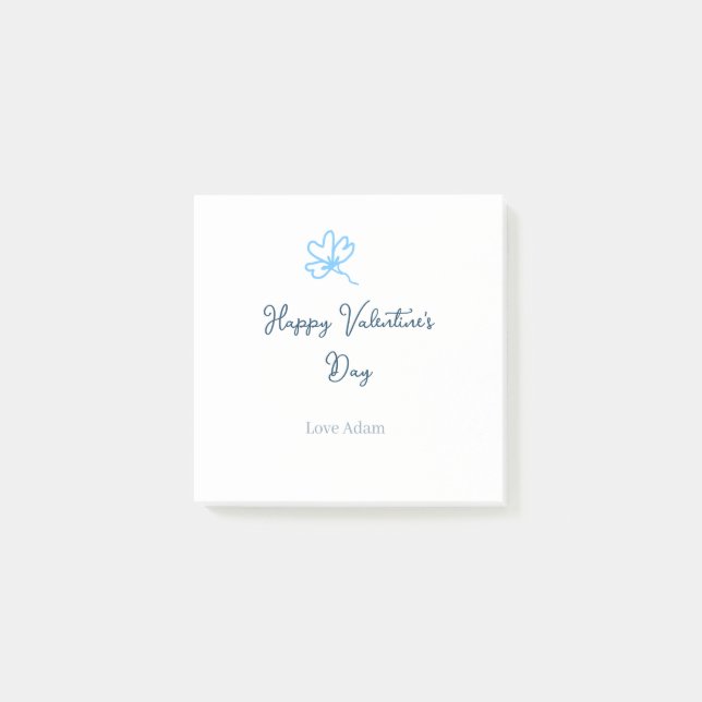 Blue happy Valentine's day love name flower rustic Post-it Notes (Front)