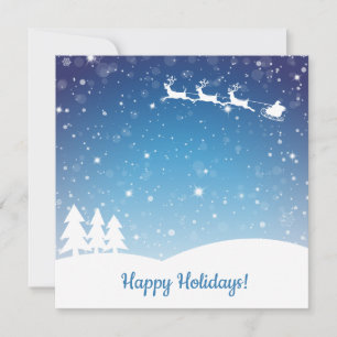 Blue Happy Winter Holidays Snowflakes Holiday Card
