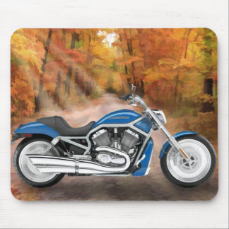 Blue Harley and Autumn Leaves Mouse Mat