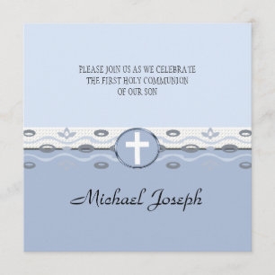 Blue Harmony First Communion Invitation