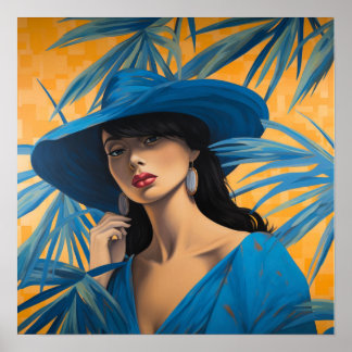 Blue Hat Fashion Print