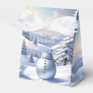 Blue Hat Snowman Christmas Tree Holiday Favor Box