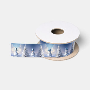 Blue Hat Snowman Christmas Tree Holiday Satin Ribbon