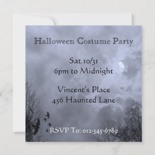 Blue Haunted Sky Custom Halloween Invitations