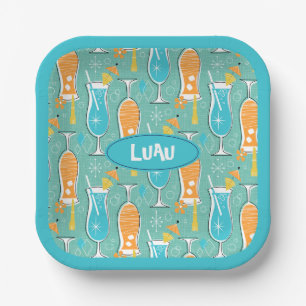 Blue Hawaii and Tropical Itch - Bg Turquoise Paper Plate