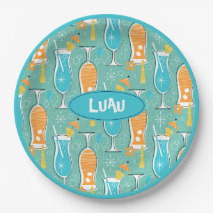 Blue Hawaii and Tropical Itch - Bg Turquoise Paper Plate
