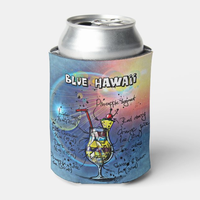 Blue Hawaii Cocktail (#1 of 12 Drink Recipe Sets) Can Cooler (Can Front)