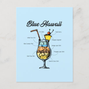 Blue Hawaii Cocktail Recipe Holiday Postcard