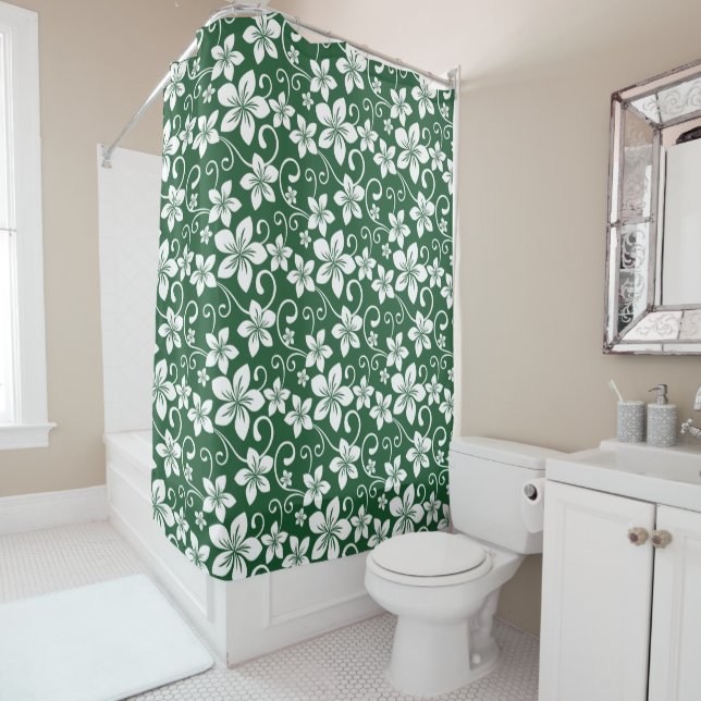 BLUE HAWAII (FOREST GREEN) SHOWER CURTAIN (In Situ)