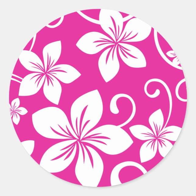 BLUE HAWAII (HOT PINK) CLASSIC ROUND STICKER (Front)