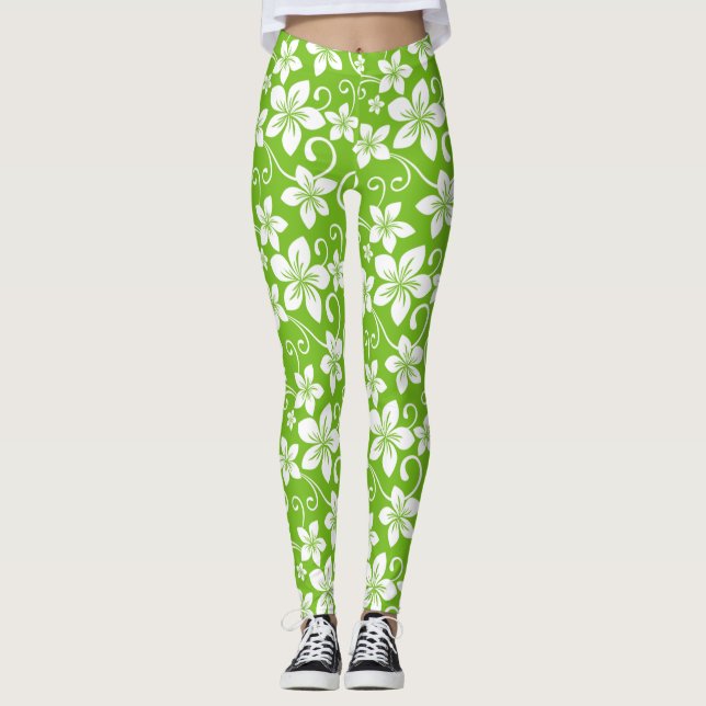 BLUE HAWAII (LIME) LEGGINGS (Front)