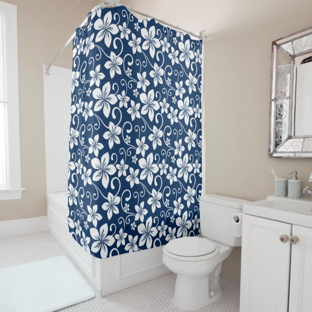BLUE HAWAII (NAVY BLUE) SHOWER CURTAIN (In Situ)