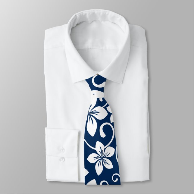 BLUE HAWAII (NAVY) TIE (Tied)