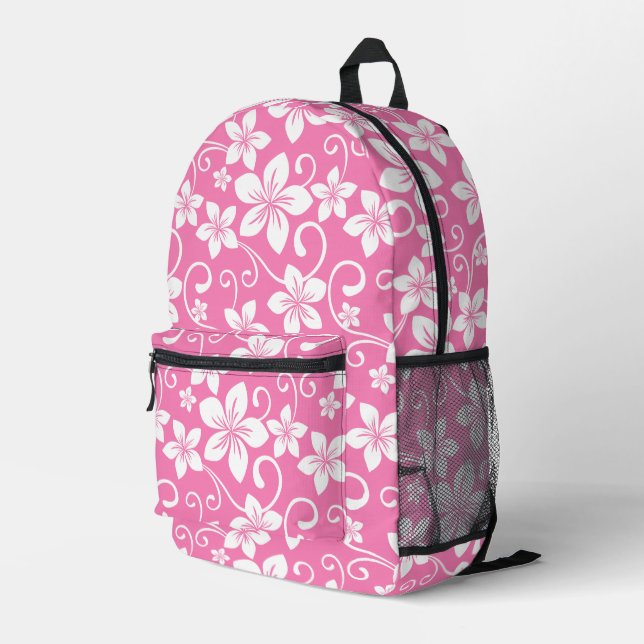 BLUE HAWAII PATTERN IN BUBBLEGUM PINK PRINTED BACKPACK (Back Corner Right)