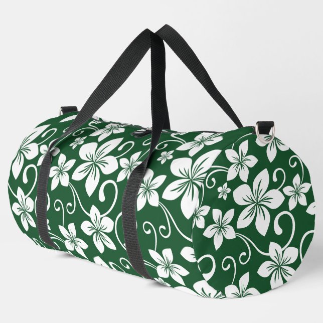 BLUE HAWAII PATTERN IN FOREST GREEN DUFFLE BAG (Left Corner)
