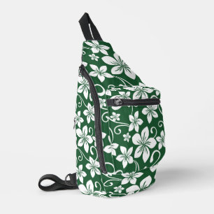 BLUE HAWAII PATTERN IN FOREST GREEN SLING BAG